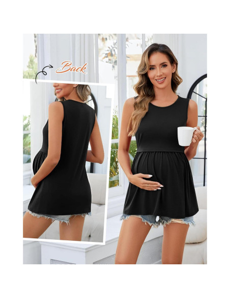 Ficerd 4 Camisetas Sin Mangas Maternidad Lactancia Algodón