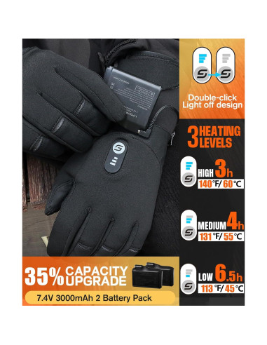 Guantes Calentados JS LifeStyle Unisex 7.4V 3000mAh Táctiles