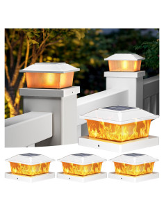 Luces de Postes Solares BTFarm con Llama Parpadeante - Paquete de 4