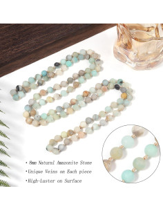 Collar de Perlas de Amazonita Hecho a Mano 110 cm para Mujer 2