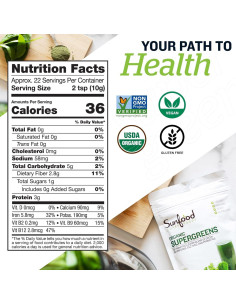 Polvo de Superalimentos Verdes Sunfood 227 g - Salud Digestiva 2