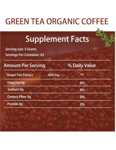 Café Orgánico de Té Verde Wishpark 190.5g - Café Arábica y Extracto