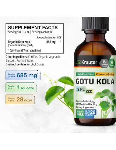 Tintura de Gotu Kola y Bacopa BioKrauter 59 ml Vegana