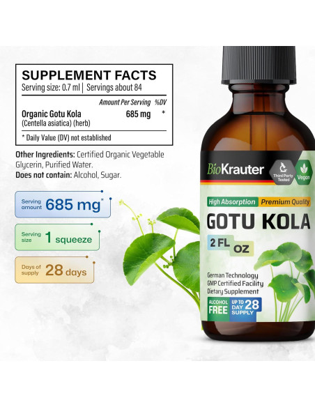 Tintura de Gotu Kola y Bacopa BioKrauter 59 ml Vegana