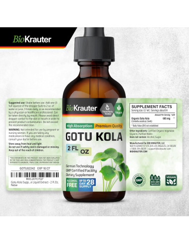 Tintura de Gotu Kola y Bacopa BioKrauter 59 ml Vegana
