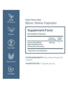 Melón Amargo Crudo Liofilizado Eclectic Instituto 90 Cápsulas 2