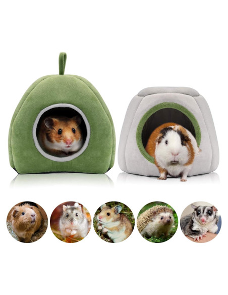 Cama para Cobayas YUEPET 2 Piezas - Refugio Lavable Verde y Gris