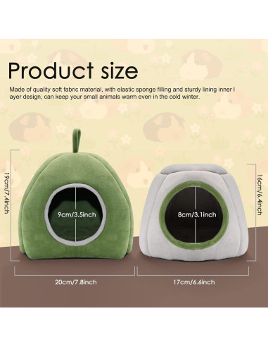 Cama para Cobayas YUEPET 2 Piezas - Refugio Lavable Verde y Gris
