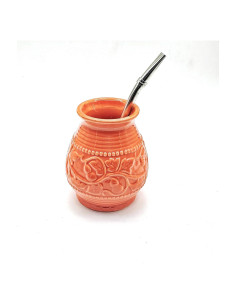 Calabaza de Cerámica Pure Argentino Coral 192g con Sorbete