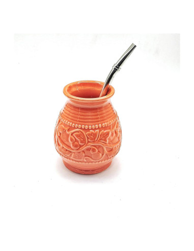 Calabaza de Cerámica Pure Argentino Coral 192g con Sorbete