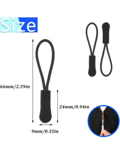 Tiradores de Cremallera Hocansen 50 Pcs 66mm Negro Antideslizante 2