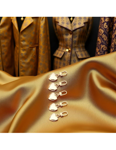 5 Tiradores de Cremallera Corazón Dorado Jowxsx para Ropa