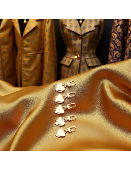 5 Tiradores de Cremallera Corazón Dorado Jowxsx para Ropa