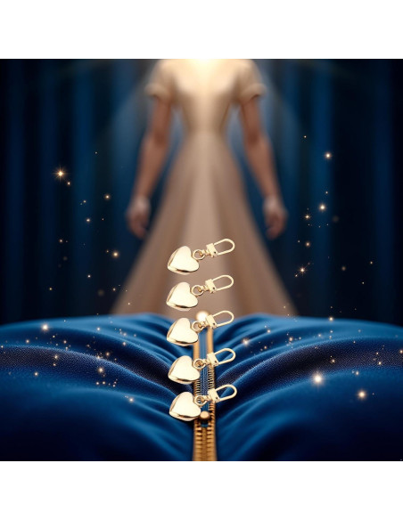 5 Tiradores de Cremallera Corazón Dorado Jowxsx para Ropa