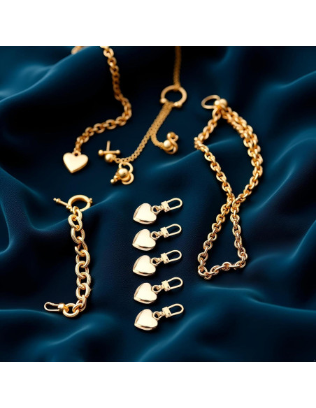 5 Tiradores de Cremallera Corazón Dorado Jowxsx para Ropa
