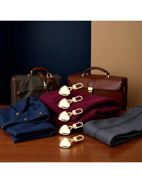 5 Tiradores de Cremallera Corazón Dorado Jowxsx para Ropa