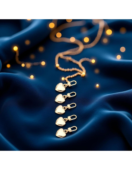 5 Tiradores de Cremallera Corazón Dorado Jowxsx para Ropa