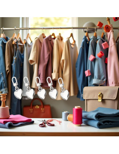 5 Tiradores de Cremallera Corazón Plateados Galepromot 2