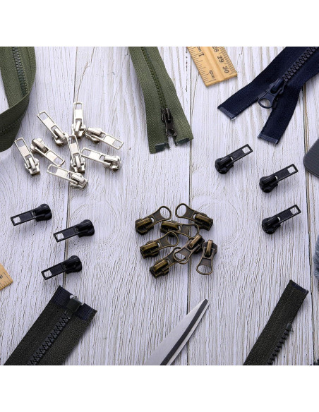 Kit de Reparación de Cremalleras 69 Piezas WILLBOND - Tiradores Negros, Plateados y Bronce