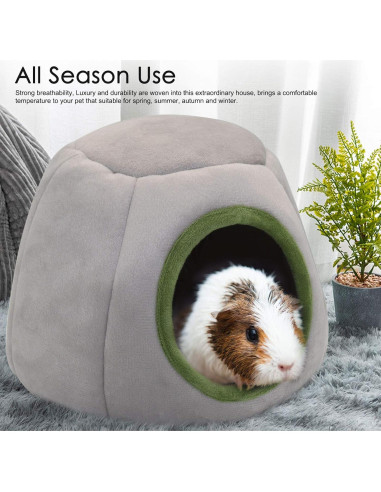 Cama para Cobayas YUEPET 2 Piezas - Refugio Lavable Verde y Gris