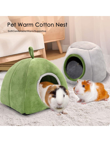 Cama para Cobayas YUEPET 2 Piezas - Refugio Lavable Verde y Gris