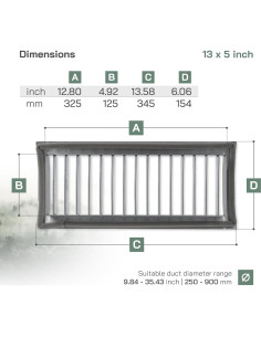 Rejilla de Ventilación Ajustable Vent Systems 33x13 cm Acero 2