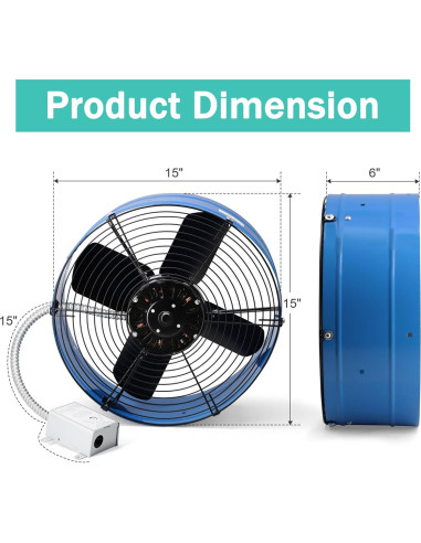 Ventilador de Ático Hipoilk 15" con Termostato 1600 CFM