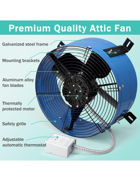 Ventilador de Ático Hipoilk 15" con Termostato 1600 CFM