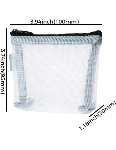 5 Piezas Monederos de Malla Nylon Transparente Organizador