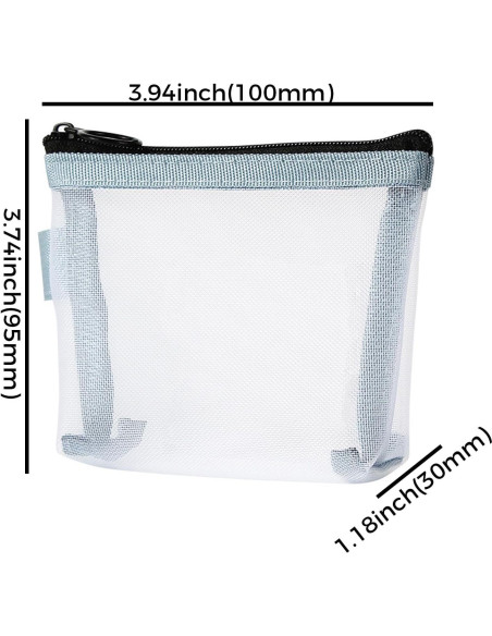 5 Piezas Monederos de Malla Nylon Transparente Organizador