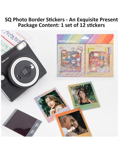 12 Stickers de Borde Arcoíris HIYQIN para Fujifilm Instax SQ