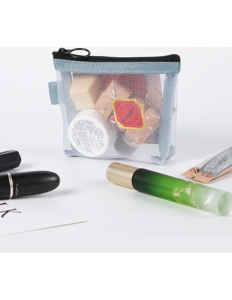 5 Piezas Monederos de Malla Nylon Transparente Organizador