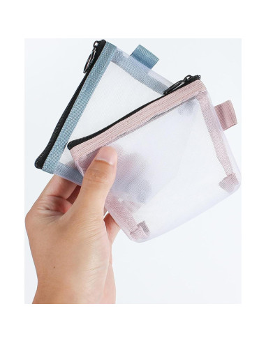 5 Piezas Monederos de Malla Nylon Transparente Organizador