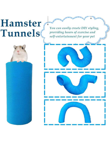 Túneles para Hámster PINVNBY 2 Pcs Plegables 21 cm Azul