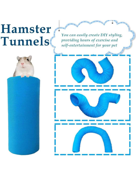 Túneles para Hámster PINVNBY 2 Pcs Plegables 21 cm Azul