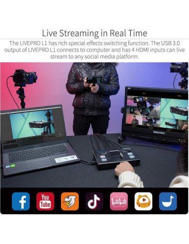 Mezclador de Video LIVEPRO L1 FEELWORLD 4 Entradas HDMI USB 3.0