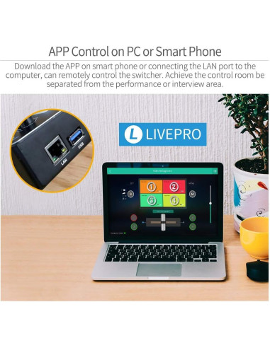 Mezclador de Video LIVEPRO L1 FEELWORLD 4 Entradas HDMI USB 3.0