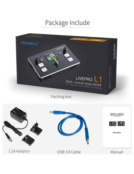 Mezclador de Video LIVEPRO L1 FEELWORLD 4 Entradas HDMI USB 3.0