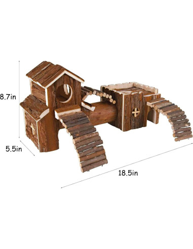 Túnel de Madera Natural Hamiledyi para Hamsters y Ratones