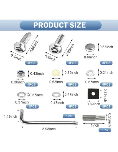 Kits de Tornillos de Seguridad Opuweiy para Placas de Matrícula