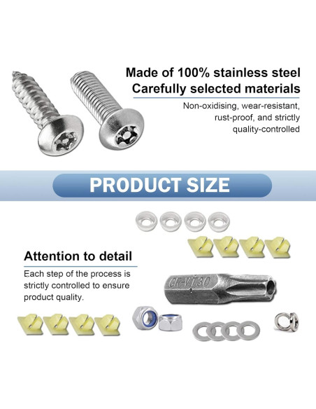 Kits de Tornillos de Seguridad Opuweiy para Placas de Matrícula