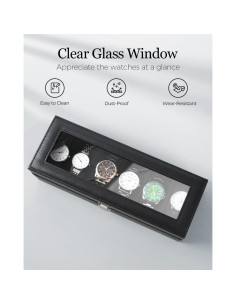 Caja de Reloj Ohuhu 6 Compartimentos de Cuero Sintético 2