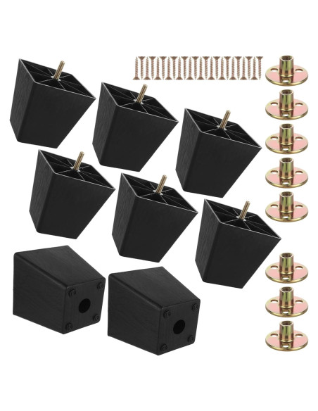 Paquete de 8 patas de sofá DIRBUY 10 cm negras de plástico