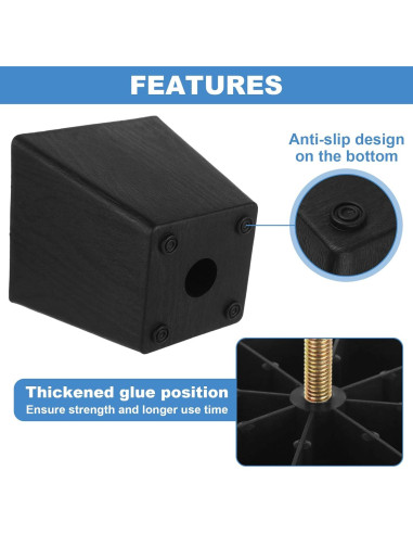 Paquete de 8 patas de sofá DIRBUY 10 cm negras de plástico