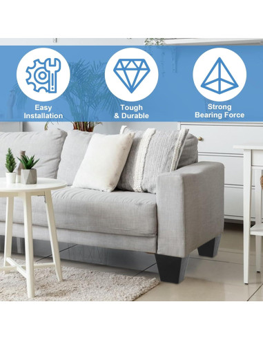 Paquete de 8 patas de sofá DIRBUY 10 cm negras de plástico