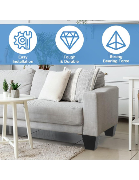 Paquete de 8 patas de sofá DIRBUY 10 cm negras de plástico