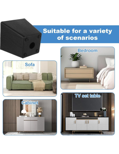 Paquete de 8 patas de sofá DIRBUY 10 cm negras de plástico