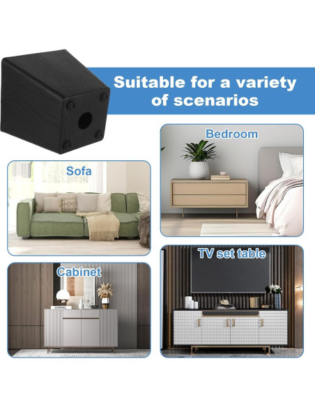 Paquete de 8 patas de sofá DIRBUY 10 cm negras de plástico