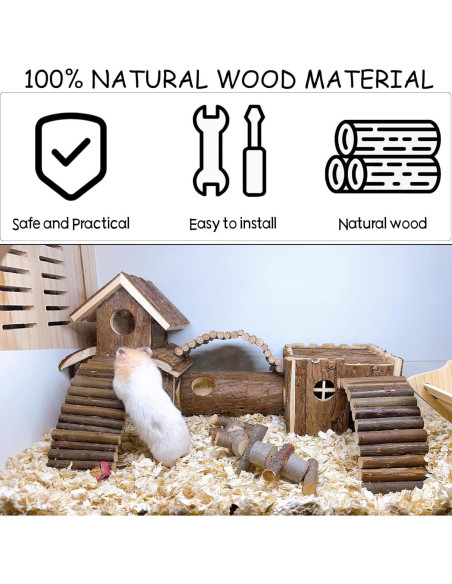 Túnel de Madera Natural Hamiledyi para Hamsters y Ratones Túnel de Madera Natural Hamiledyi para Hamsters y Ratones