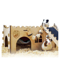 Castillo de Madera para Cobayas SoulThink con Hamaca y Rampa
